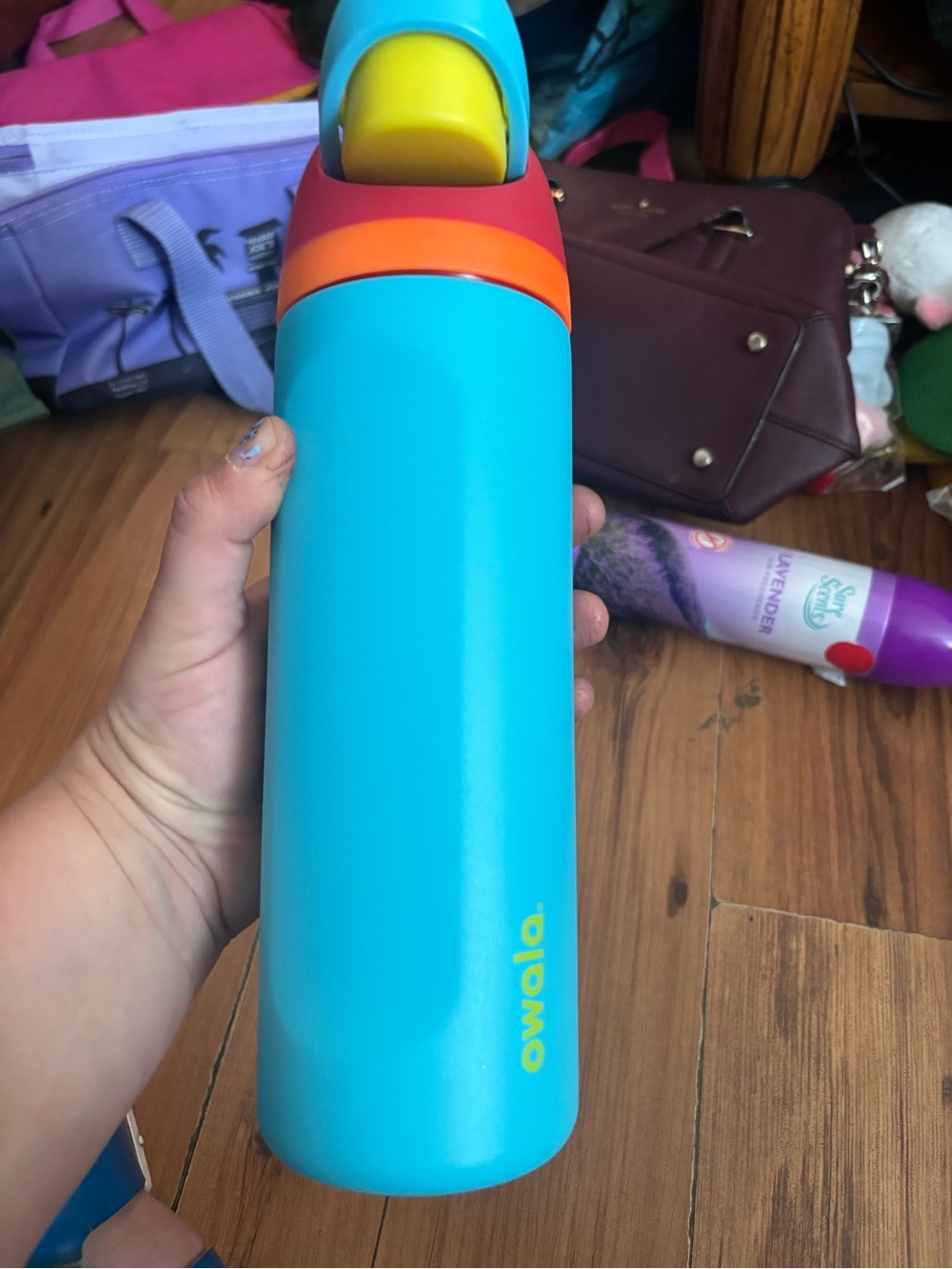 Owala blue and orange water bottle